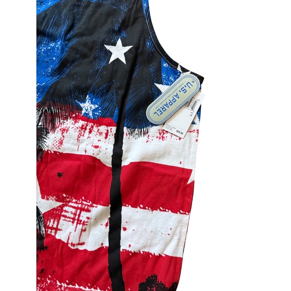 US Apparel Men's Patriotic Palm Tree Tank Top Red White Blue USA Flag Graphic - Picture 4 of 4